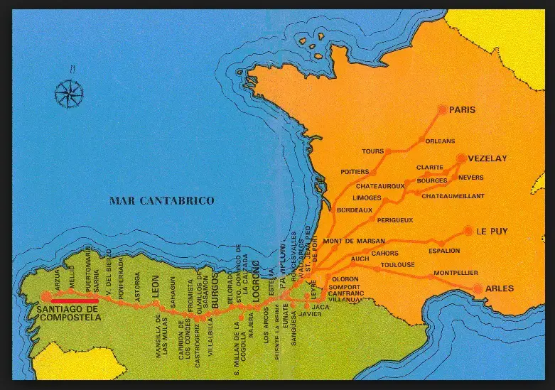 el camino de santiago northern route map