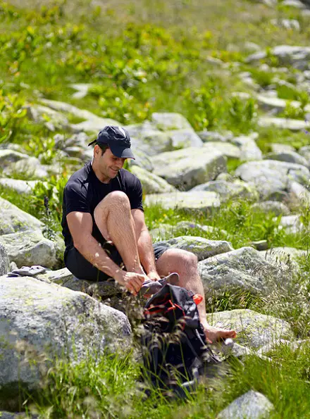 Hiker Changing Clothes