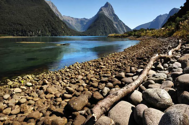 Mitre Peak in New Zealand Fiordland at Milford Sound