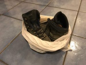 Hiking Boots in a Plastic Bag