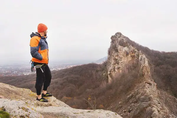 Hiker in Down Jacket