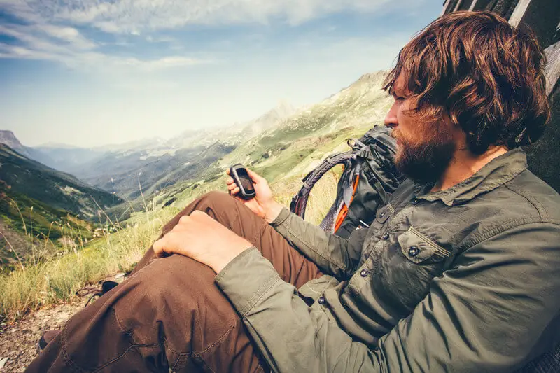 Hiker with a GPS